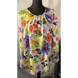 Lauren Ralph Lauren Elegant Semi Sheer Floral Blouse Size 1X